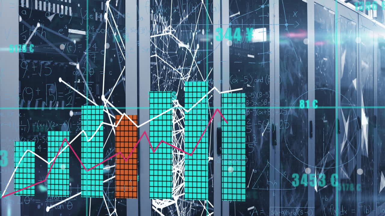 컴퓨터 서버 을 통해 플렉서스 네트워크에 대한 통계 데이터 처리의 애니메이션