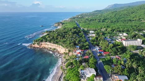 Coastal-road-along-ocean,-Barahona-in-Dominican-Republic