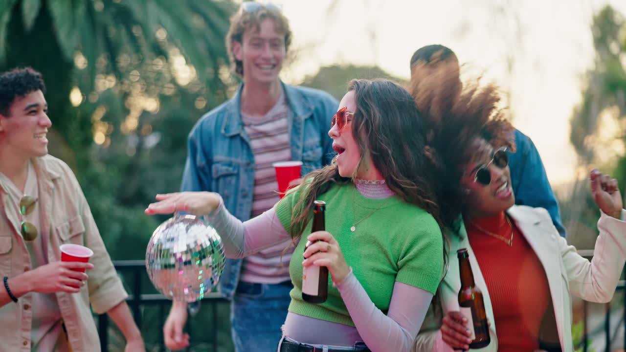 Young adults celebrating at an outdoor party
