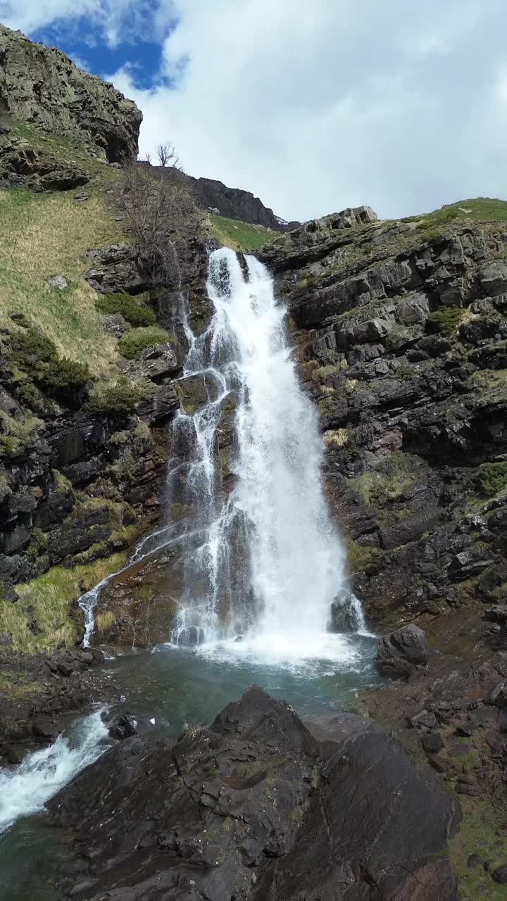 Waterfall in Valle de Izas, near Canfranc-Estación, Aragón, Spain, scenic nature shot