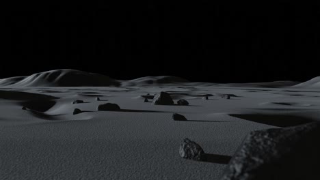 3d animation of the rocks and craters on the moon's surface at night