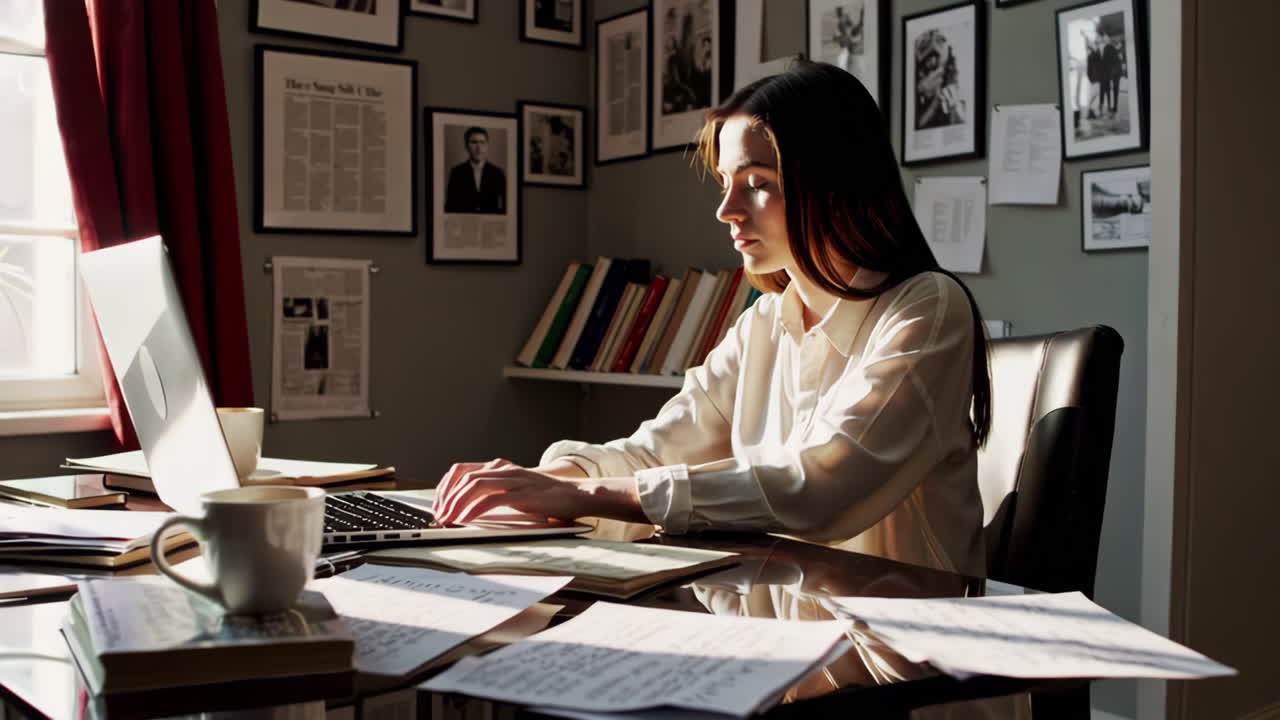 donna che lavora a casa sul computer portatile