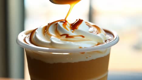 iced coffee with whipped cream and caramel