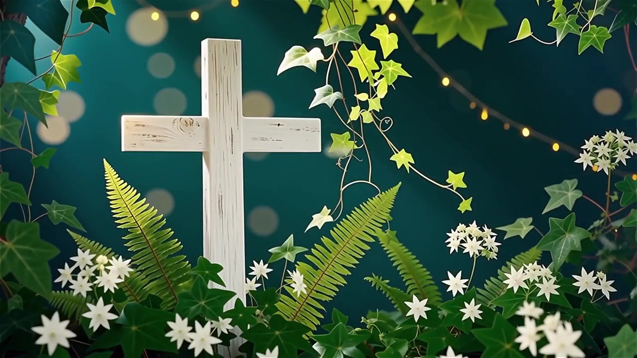 Cruz Cristiana con Luz Celestial, Fondo para Adoración.