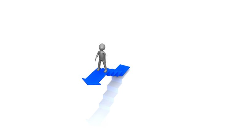 3D man taking up the stairs