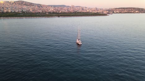 Aerial-View-Sea-Sunset-Boat