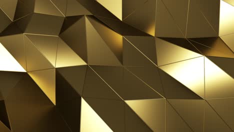 abstract background of geometric gold surface. computer generated loop animation. modern background with polygonal shape. seamless loop 3d render motion design for poster, cover, branding, banner.