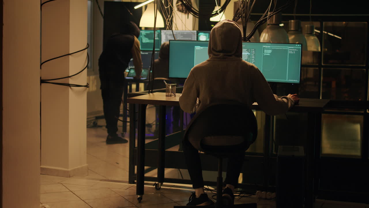 Hackers working on computers