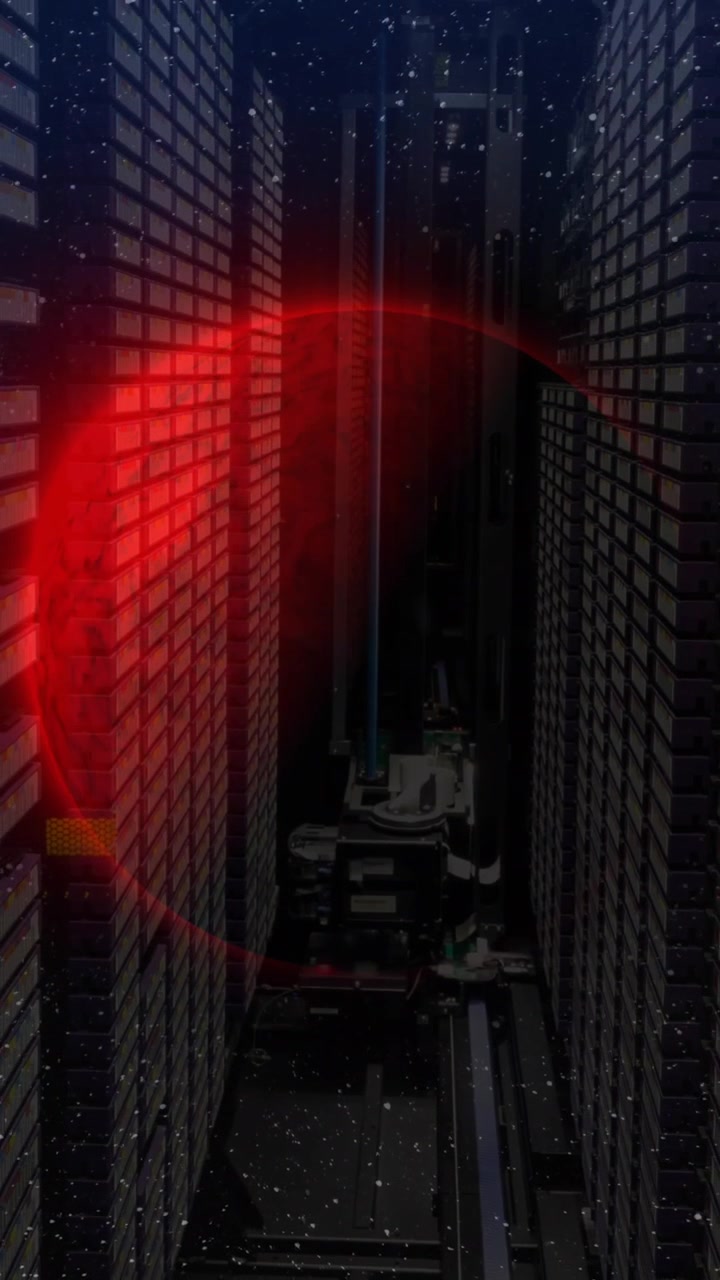 Animation of blue, red and green planets over data processing