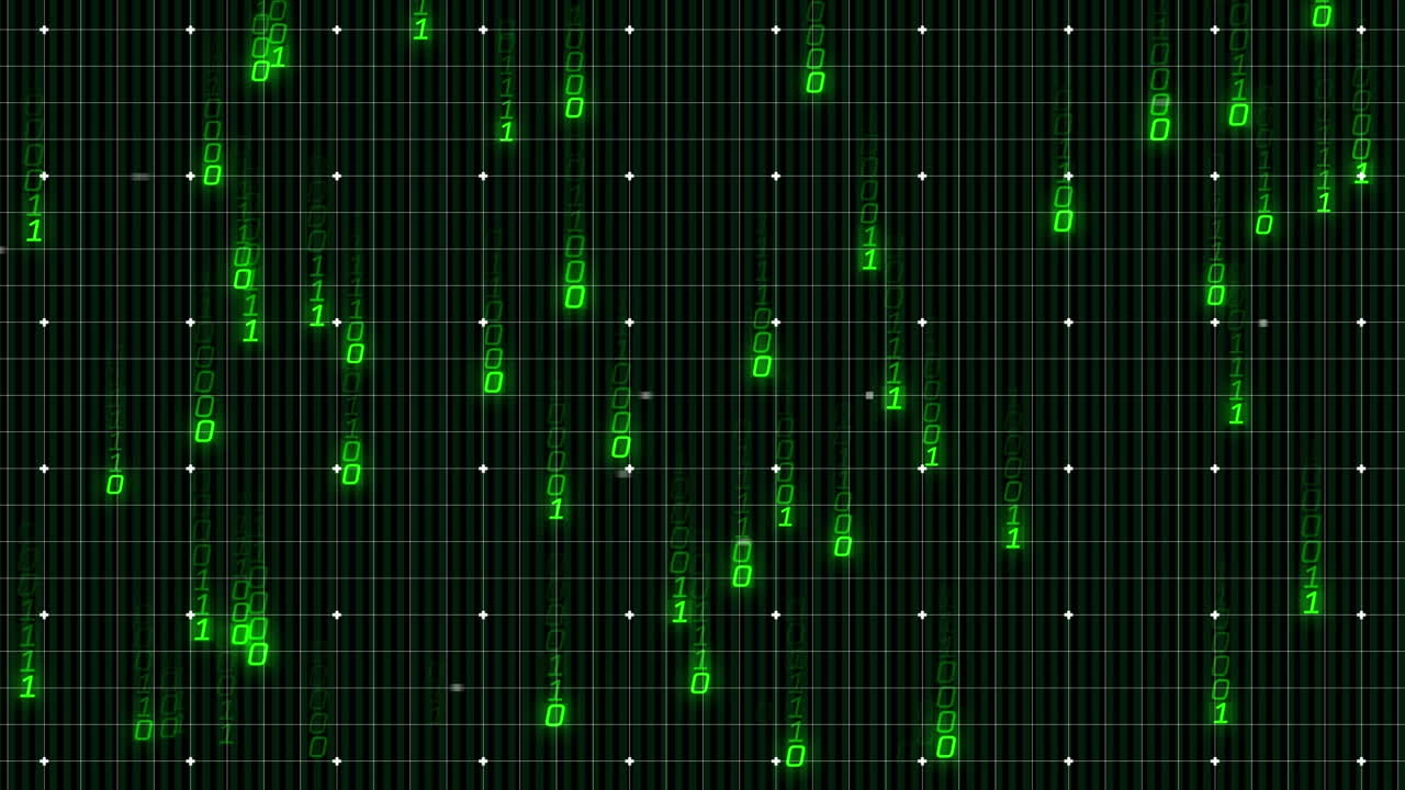 animación del procesamiento de datos sobre un fondo negro
