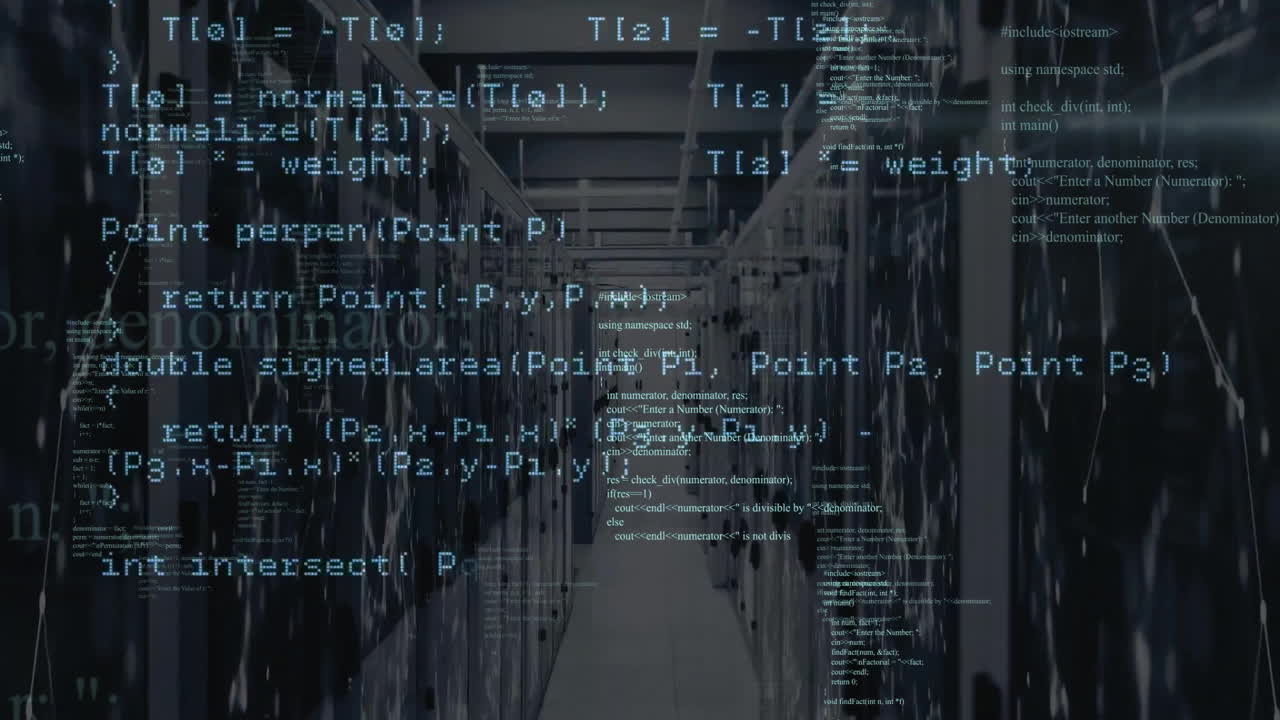 animación del procesamiento de datos a través de servidores informáticos