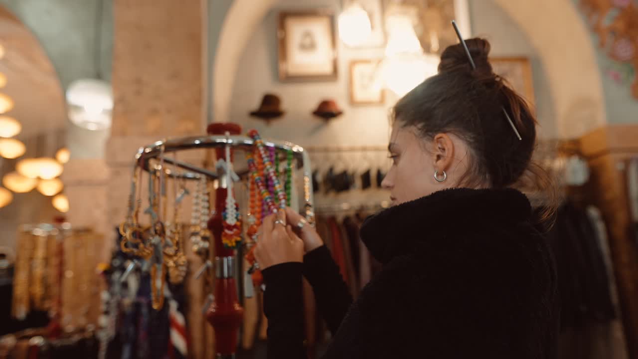 Woman shopping for jewelry