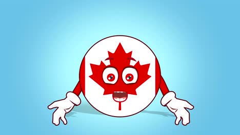 cartoon icon flag canada surprised shock with face animation with alpha matte