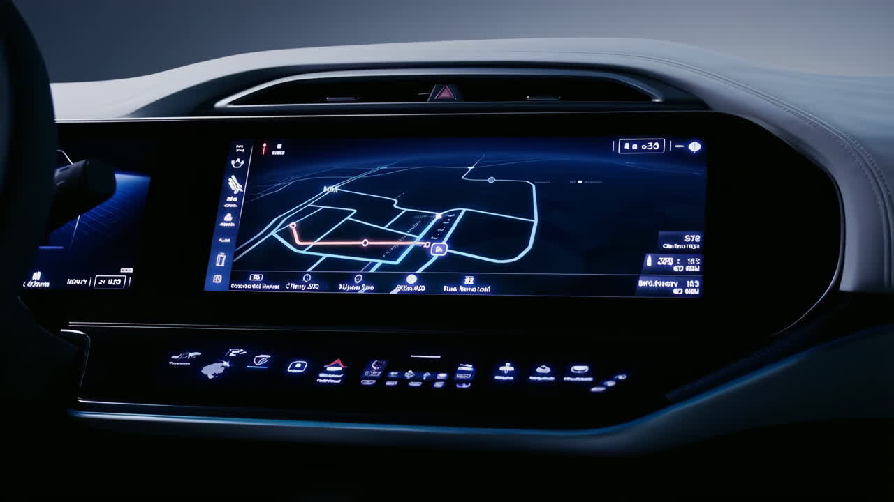 Modern Car Dashboard with Digital Navigation System