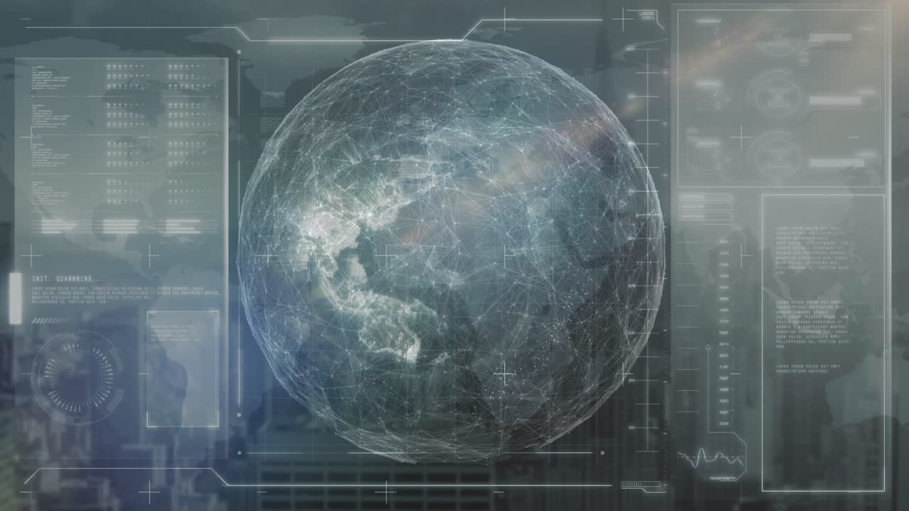 Animation of diverse data and rotating globe