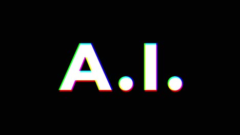 ai typography text with a glitch effect on a black background. alpha channel included for transparency