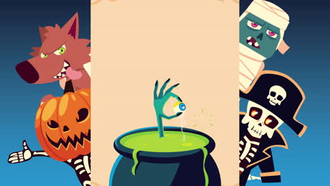 ilustración de personajes de halloween