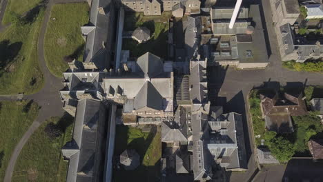 aerial view of sunnyside abandoned hospital, montrose, angus, scotland