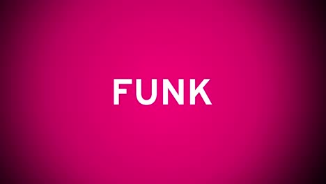 animación de funk en texto blanco sobre la silueta de la multitud animada en fondo rosa