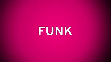 animation of funk in white text over cheering crowd silhouette on pink background