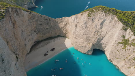 navagio beach, zakynthos, greece - aerial view