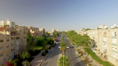 fly over a typical israel neighborhood street