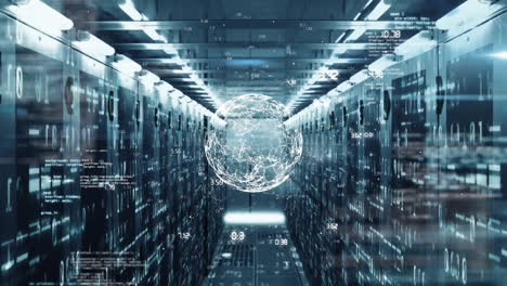 animation of data processing with networks over computer servers