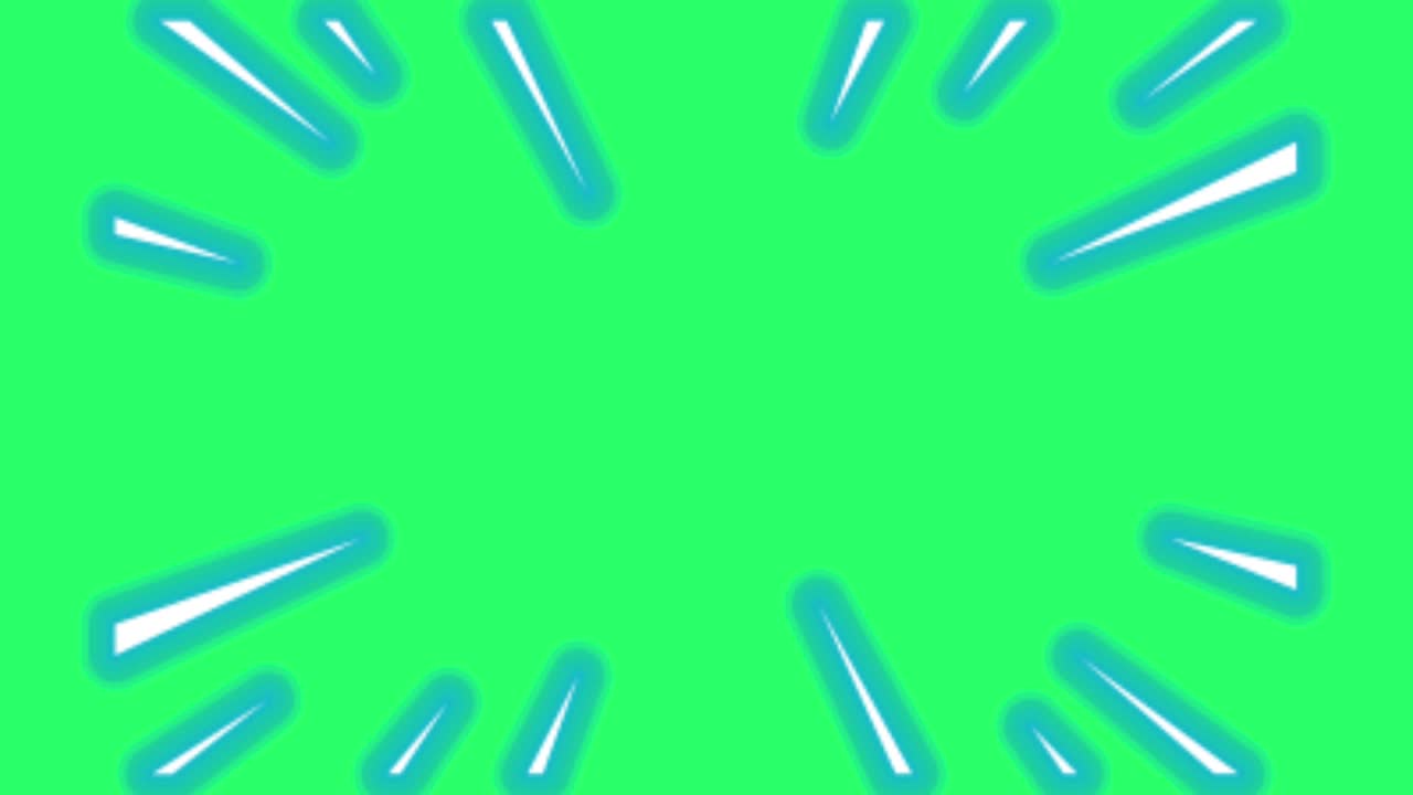 녹색 배경에 고립 된 전력의 북극 빛 모양의 애니메이션.