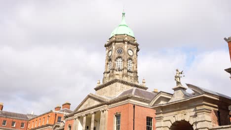 copper domed tower on top of bedford hall with statue of justice to the right, dublin castle