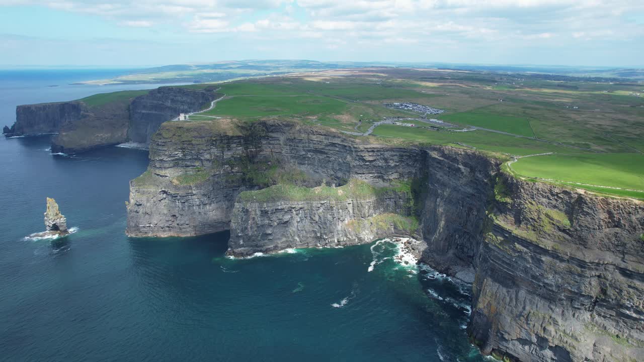 Drone landscape view of the stunning Cliffs of Moher dramatic sea cliffs on the Wild Atlantic way Ireland epic Locations