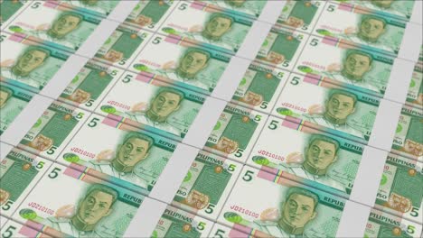 billetes de 5 pesos filipinos impresos por una imprenta de dinero