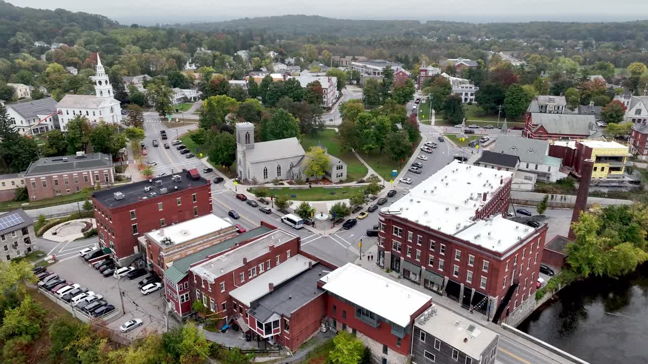 aerial middlebury vermont over small town america