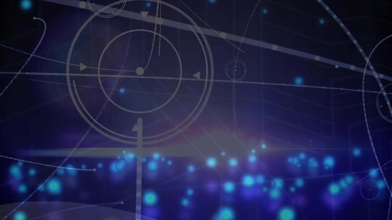 Animation of light spots over network of connections on black background