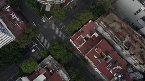 Aerial-Top-down-view-intersection-in-Mexico-City-CDMX-quiet-neighbourhood