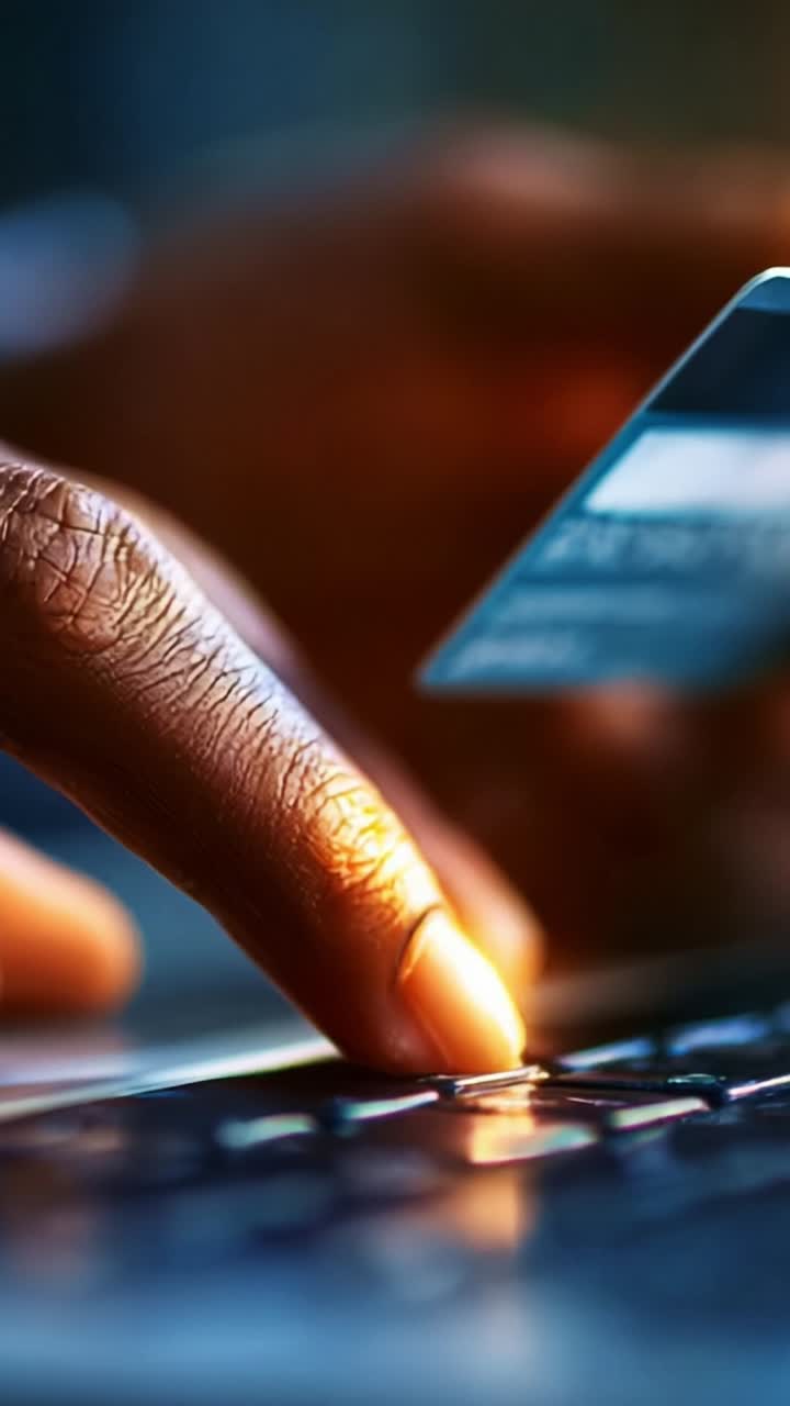 A Close-Up of a Hand Using a Credit Card on a Laptop Keyboard: An Insight Into Online Transactions and Shopping in Today's Digital World
