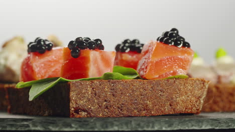 elegant salmon canapés with caviar