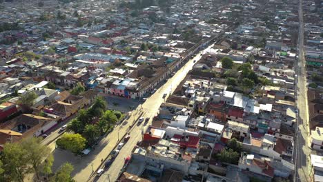 aerial view of city and traffic in san cristobal de las casas on a sunny day