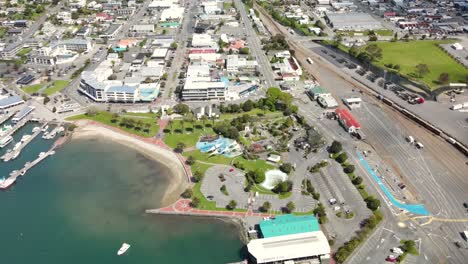 beautiful aerial of picton town on new zealand coast