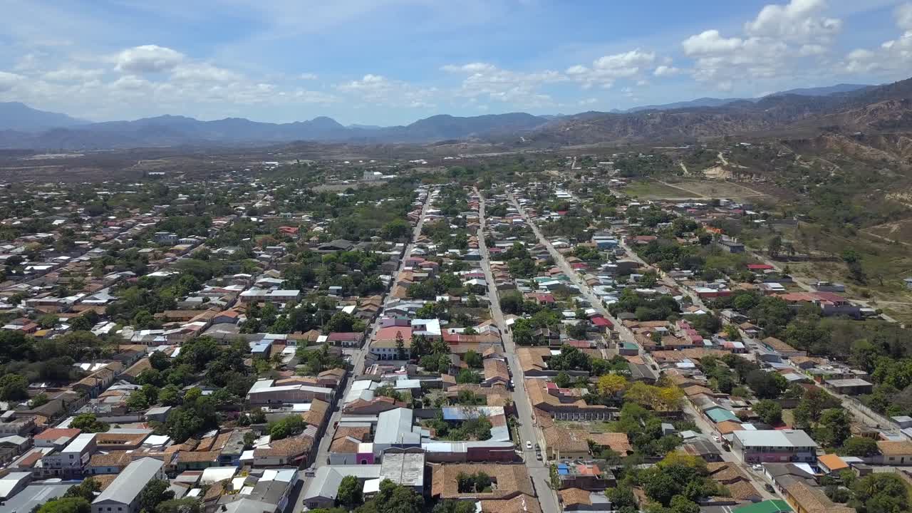 Plain and unique drone shot of streets of Honduras in 4K