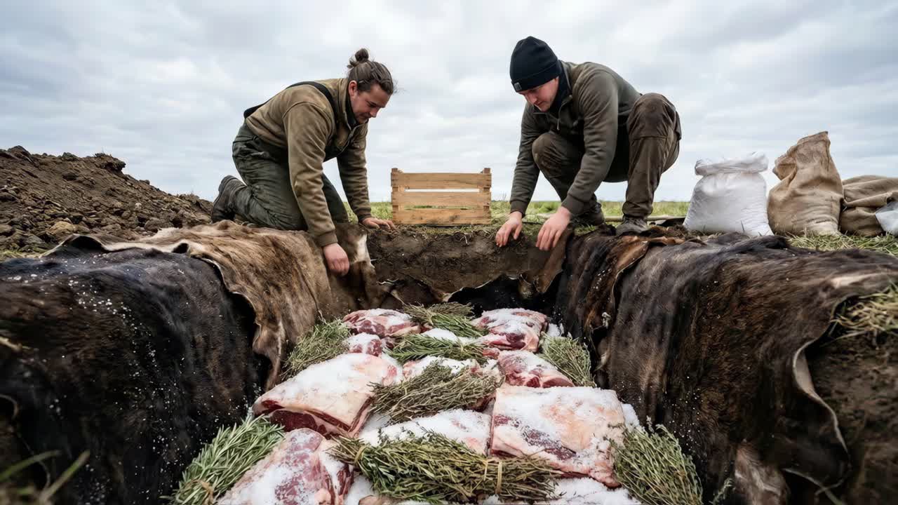 Przygotowanie wołowiny do grillowania w wykopie