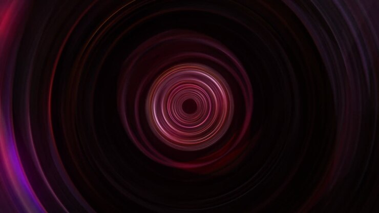 4K Bright neon red circles motion futuristic texture for innovation business presentation background. Abstract seamless loop with center circular wave hypnotic animation for VJ stage loop background.