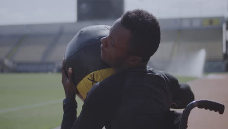 disabled athlete training in a stadium