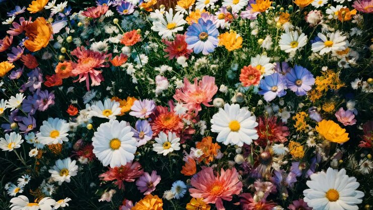 Ein lebendiges Video, das eine farbenfrohe Vielfalt an Wildblumen zeigt und die Essenz des Frühlings einfängt