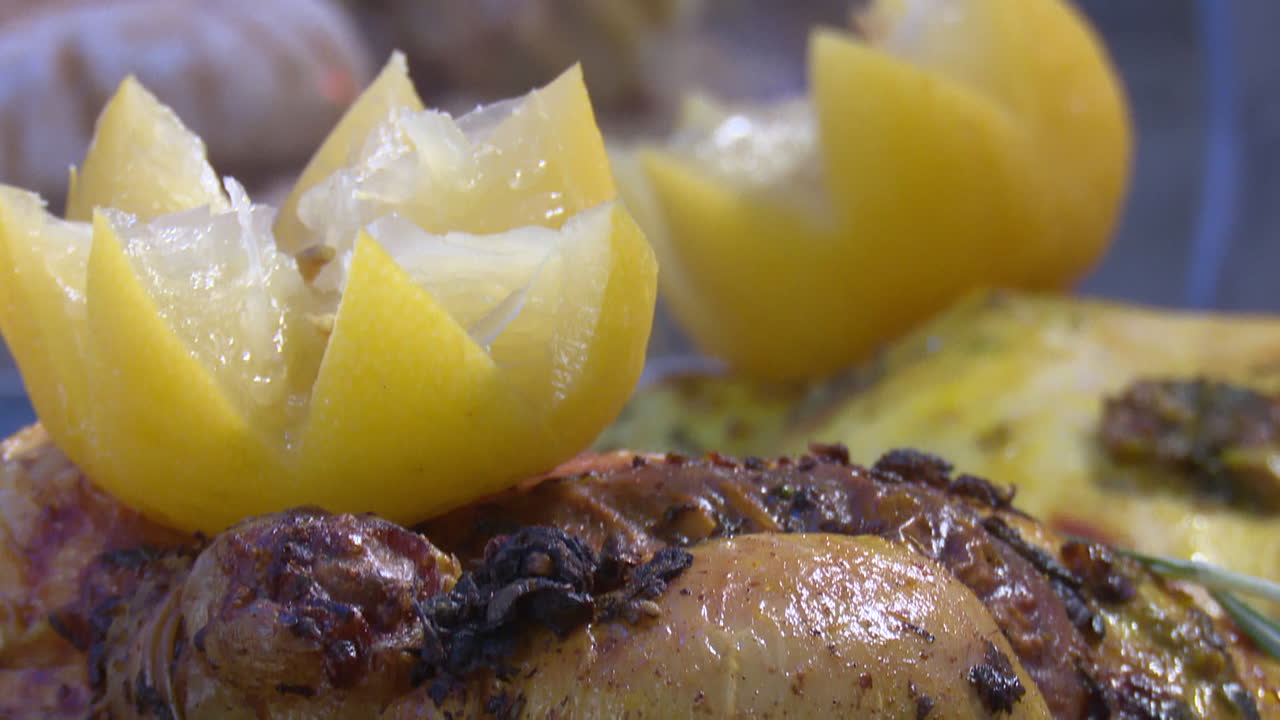 Roasted Chicken with Lemon Garnish