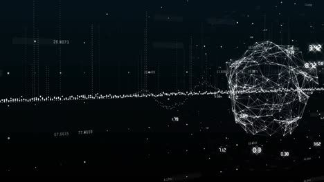 animation of globe of connections and financial data processing