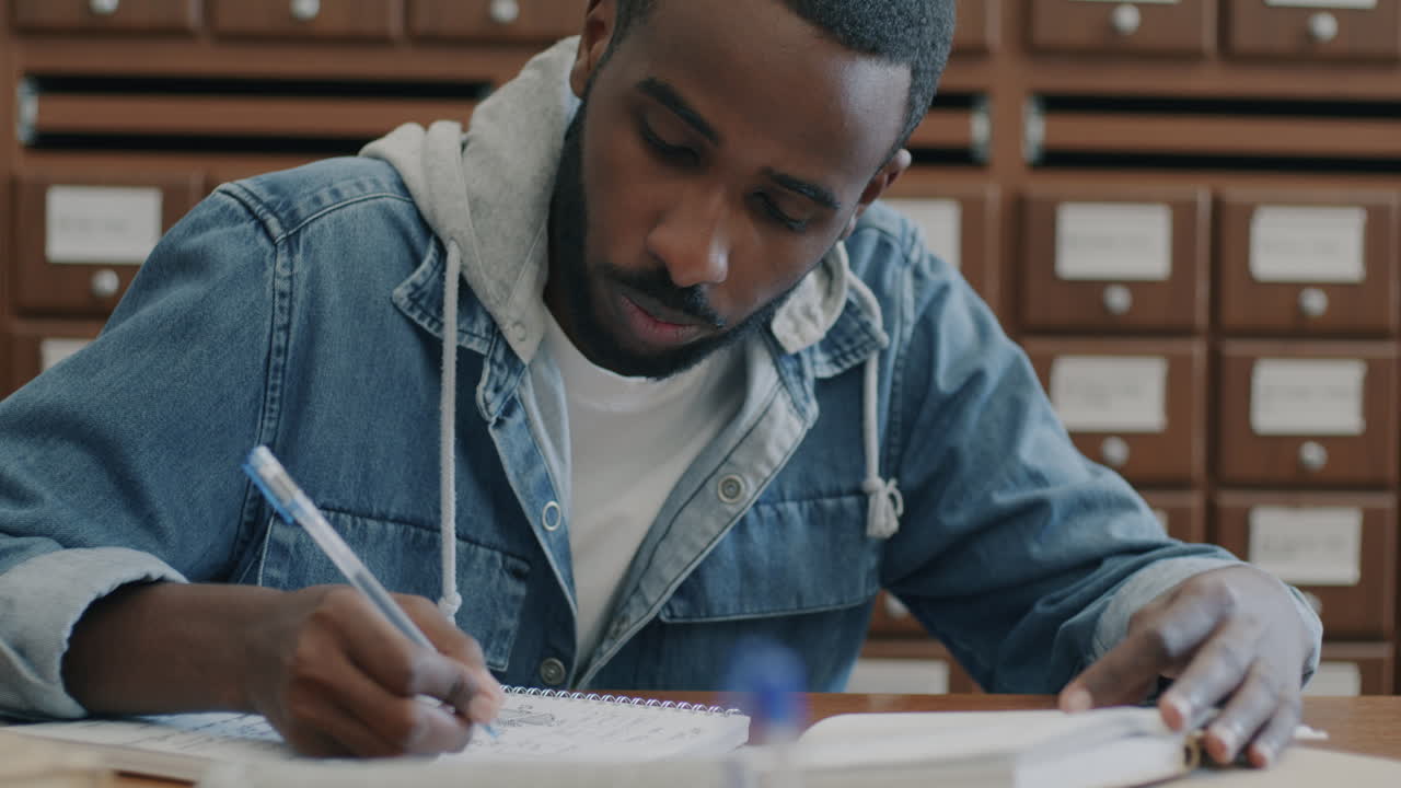 Student Studying in a Library