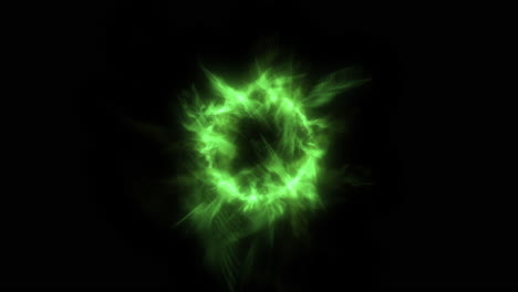 green magic fire chaotic abstract portal with flickering flame particles in circle shape. motion graphic simulation background 4k.