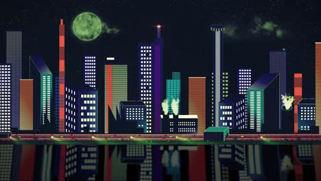 animated city skyline in comic style