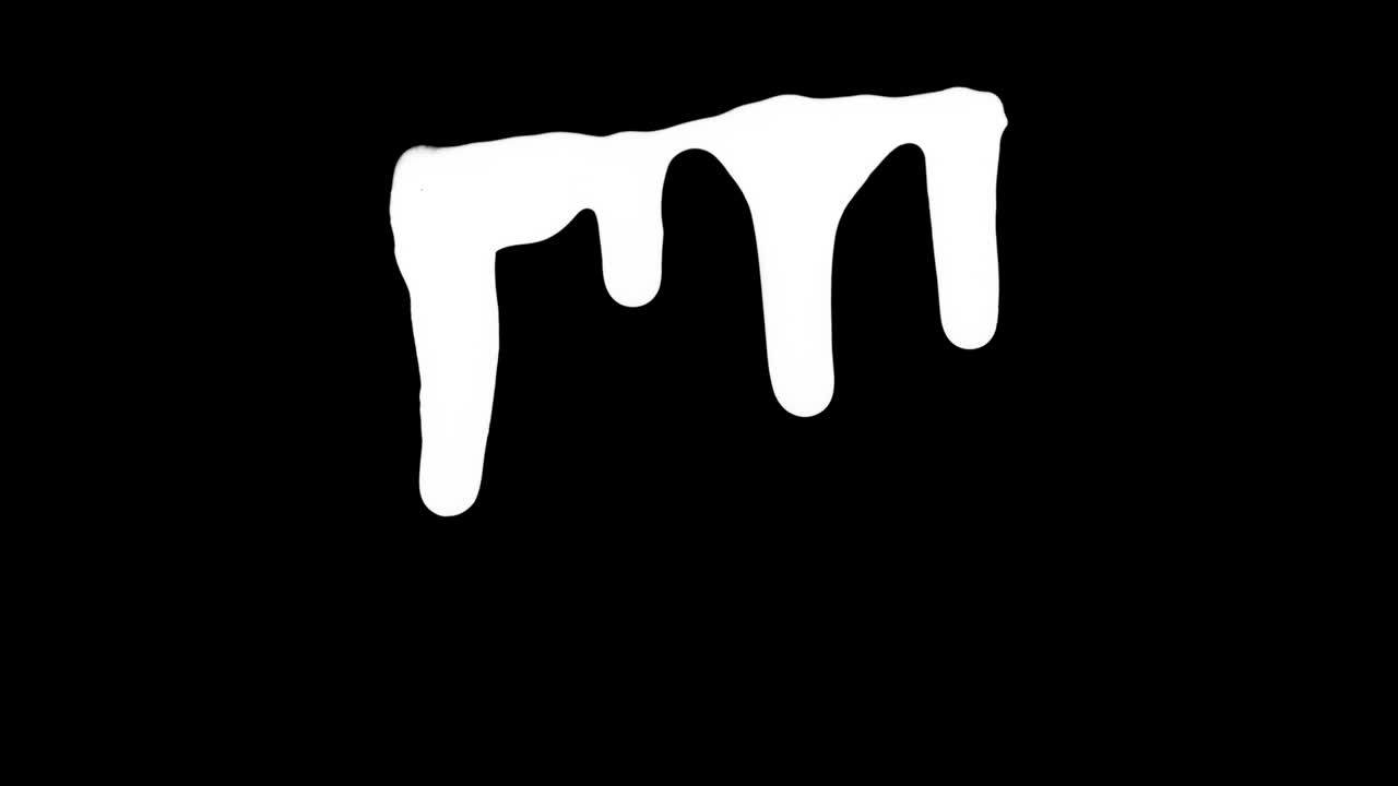 White Ink Dripping Over Black Screen Background