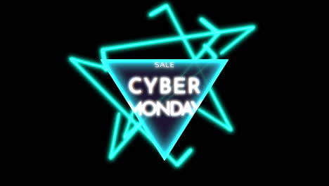 Cyber-Monday-Text-Mit-Neondreiecken-Auf-Schwarzem-Farbverlauf